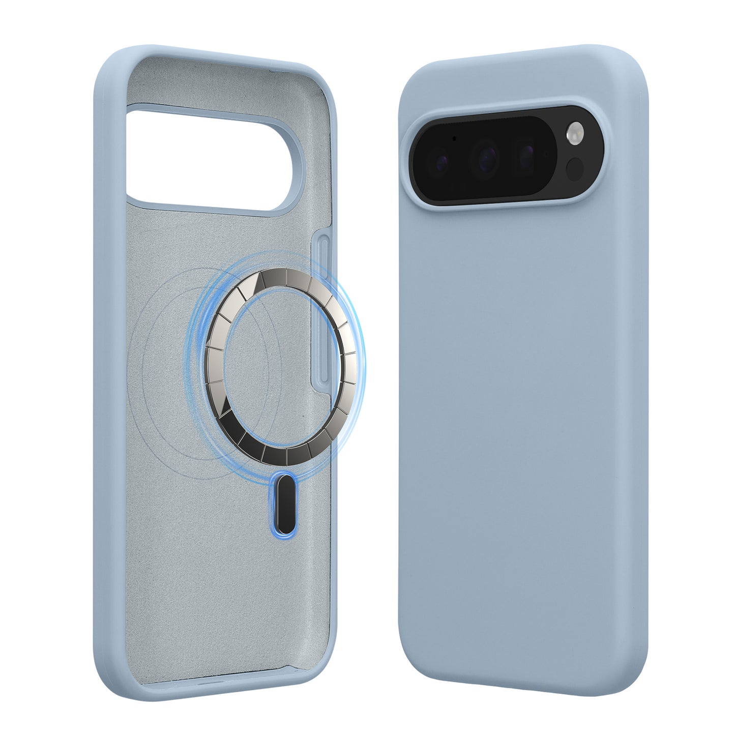 kwmobile Hülle kompatibel mit Google Pixel 10 Pro XL Hülle - magnetisches Silikon Case kompatibel mit MagSafe - Cover gummiert Hellblau matt Hellblau matt  