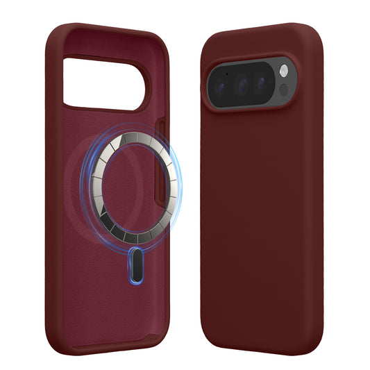 kwmobile Hülle kompatibel mit Google Pixel 10 / Pixel 10 Pro Hülle - magnetisches Silikon Case kompatibel mit MagSafe - Cover gummiert Bordeaux Violett Bordeaux Violett  