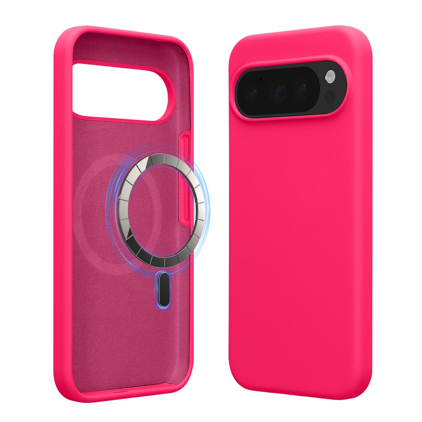 kwmobile Hülle kompatibel mit Google Pixel 10 / Pixel 10 Pro Hülle - magnetisches Silikon Case kompatibel mit MagSafe - Cover gummiert Neon Pink Neon Pink  