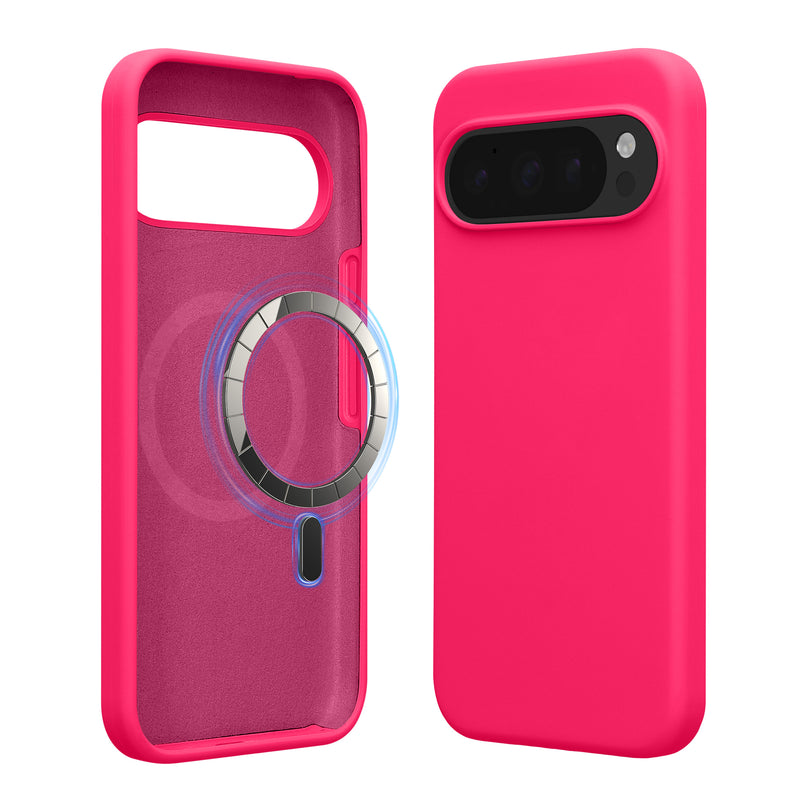 kwmobile Hülle kompatibel mit Google Pixel 10 / Pixel 10 Pro Hülle - magnetisches Silikon Case kompatibel mit MagSafe - Cover gummiert Neon Pink Neon Pink  
