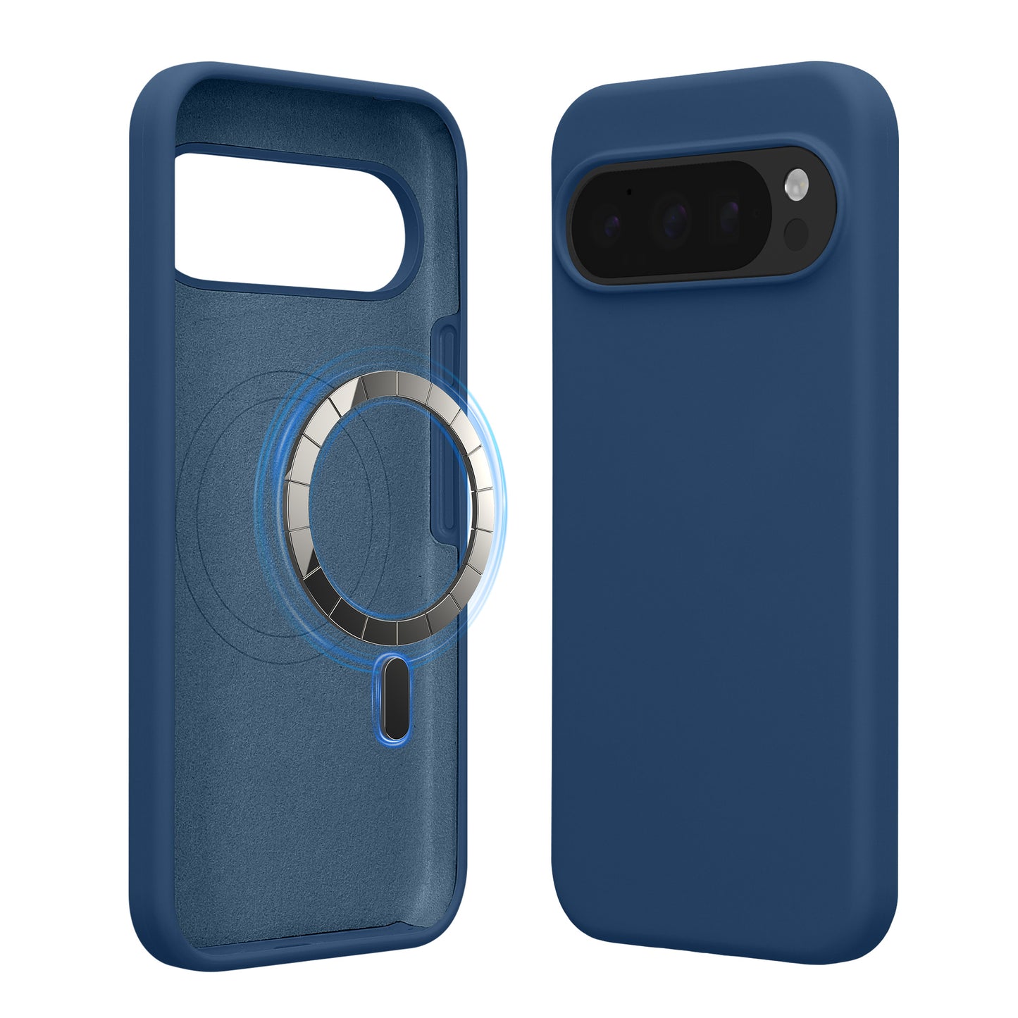 kwmobile Hülle kompatibel mit Google Pixel 10 / Pixel 10 Pro Hülle - magnetisches Silikon Case kompatibel mit MagSafe - Cover gummiert Marineblau Marineblau  