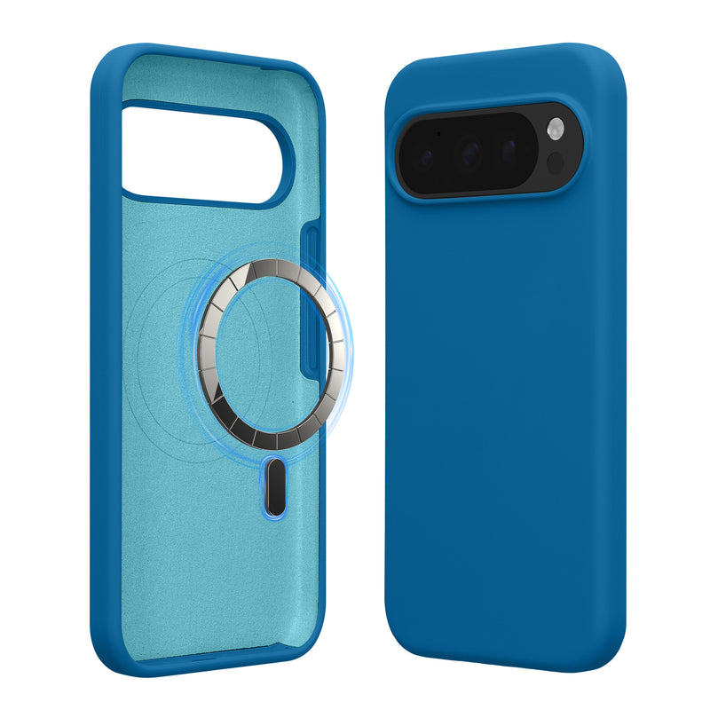 kwmobile Hülle kompatibel mit Google Pixel 10 / Pixel 10 Pro Hülle - magnetisches Silikon Case kompatibel mit MagSafe - Cover gummiert Blue Reef Blue Reef  