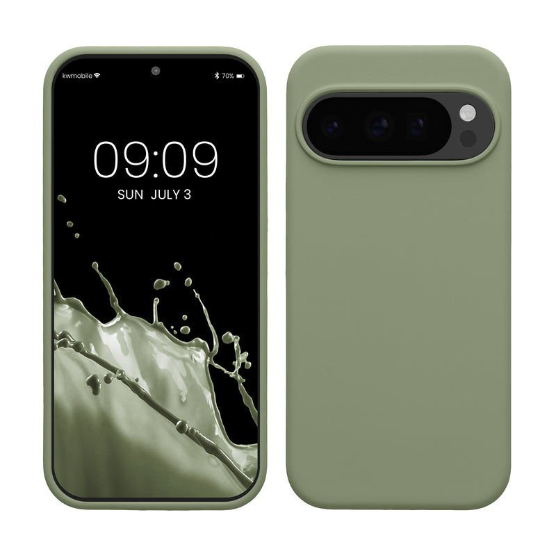 kwmobile Handyhülle für Google Pixel 10 / Pixel 10 Pro Hülle - Case Silikon - Kabelloses Laden - Schutzhülle Cover in Graugrün Graugrün  