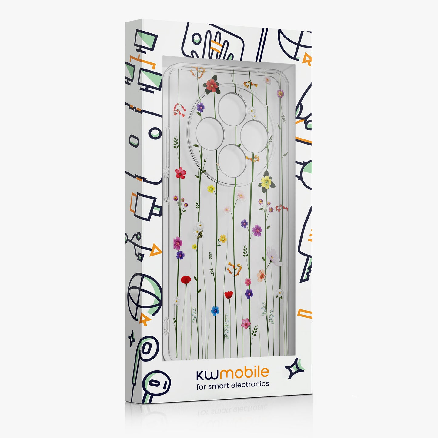 Xiaomi Redmi 14C / Poco C75 transparente Handyhülle mit Glas Displayschutz Wildblumen