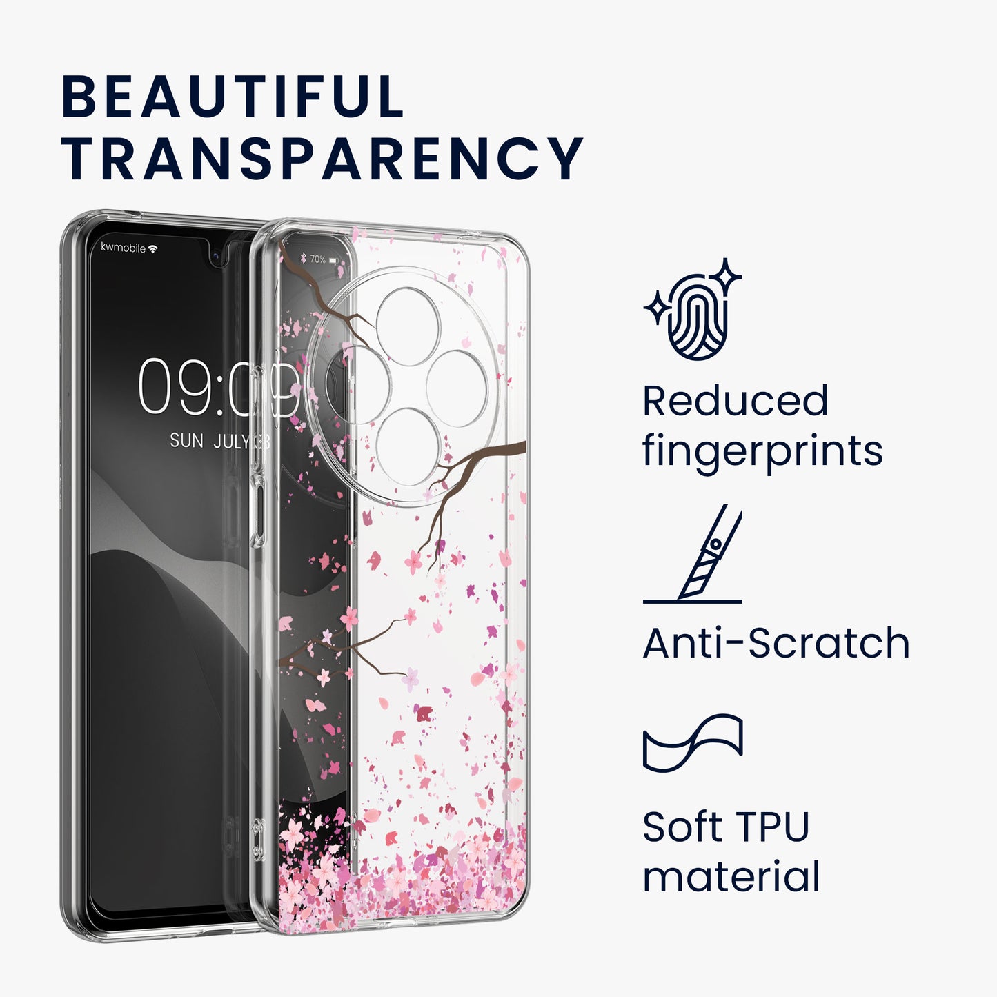 Xiaomi Redmi 14C / Poco C75 transparente Handyhülle mit Glas Displayschutz Wildblumen