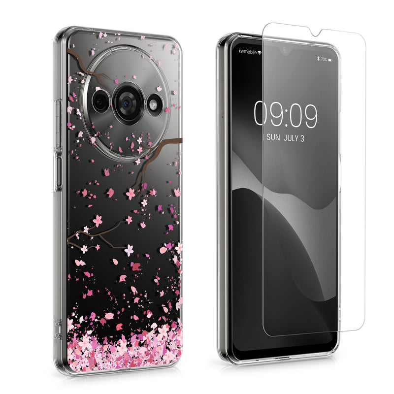 Xiaomi Redmi A3 transparente Handyhülle mit Glas Displayschutz
