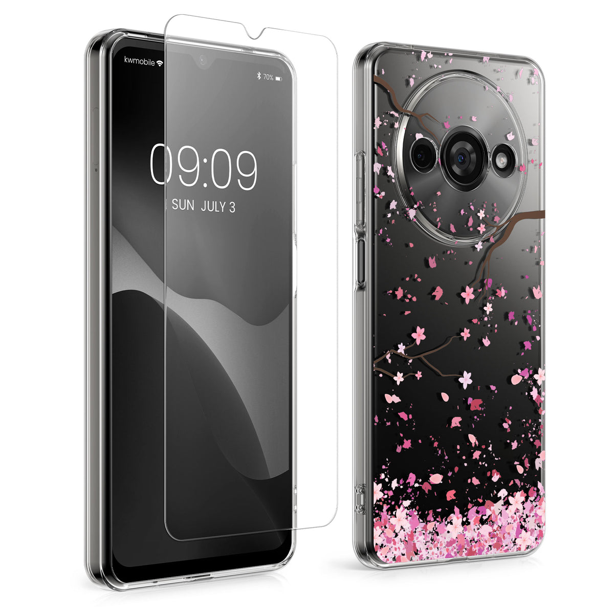 Xiaomi Redmi A3 transparente Handyhülle mit Glas Displayschutz
