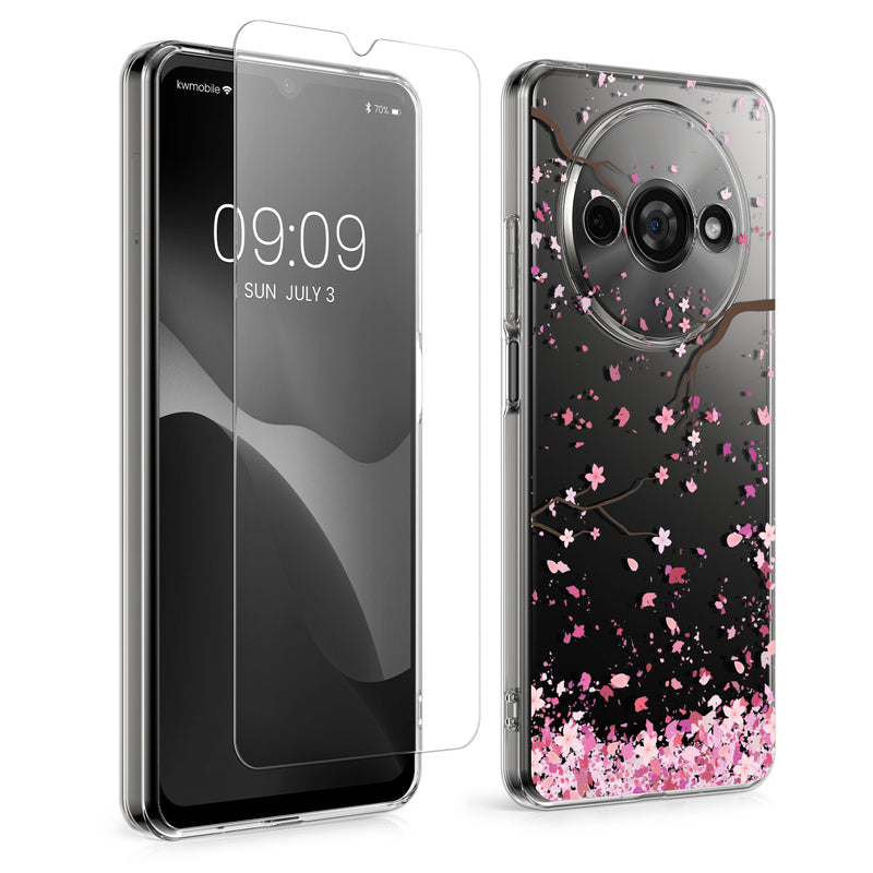 Xiaomi Redmi A3 transparente Handyhülle mit Glas Displayschutz