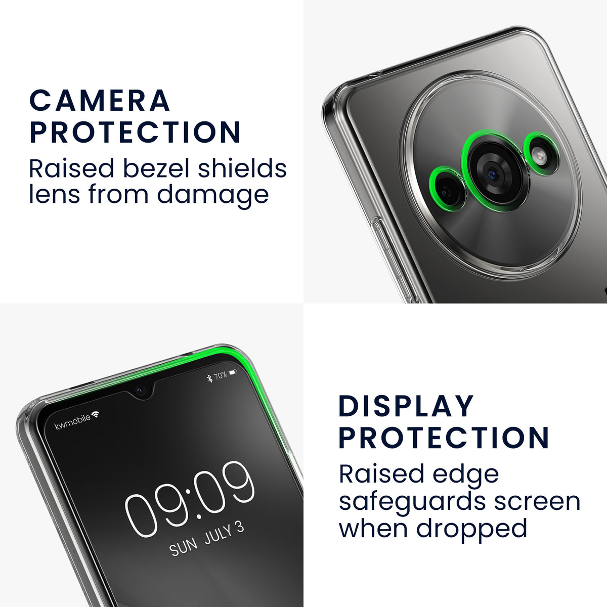 Xiaomi Redmi A3 transparente Handyhülle mit Glas Displayschutz