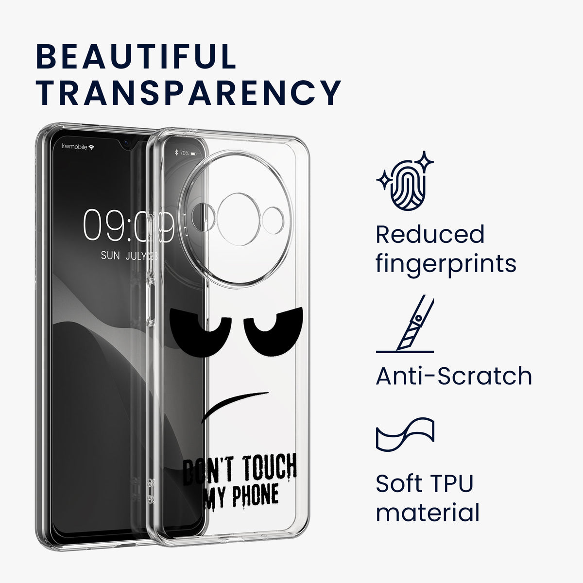 Xiaomi Redmi A3 transparente Handyhülle mit Glas Displayschutz