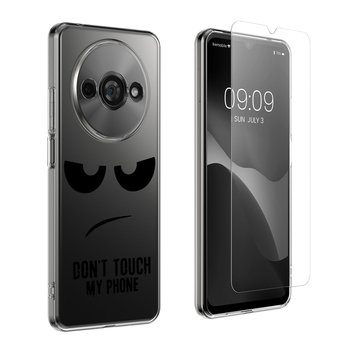 Xiaomi Redmi A3 transparente Handyhülle mit Glas Displayschutz
