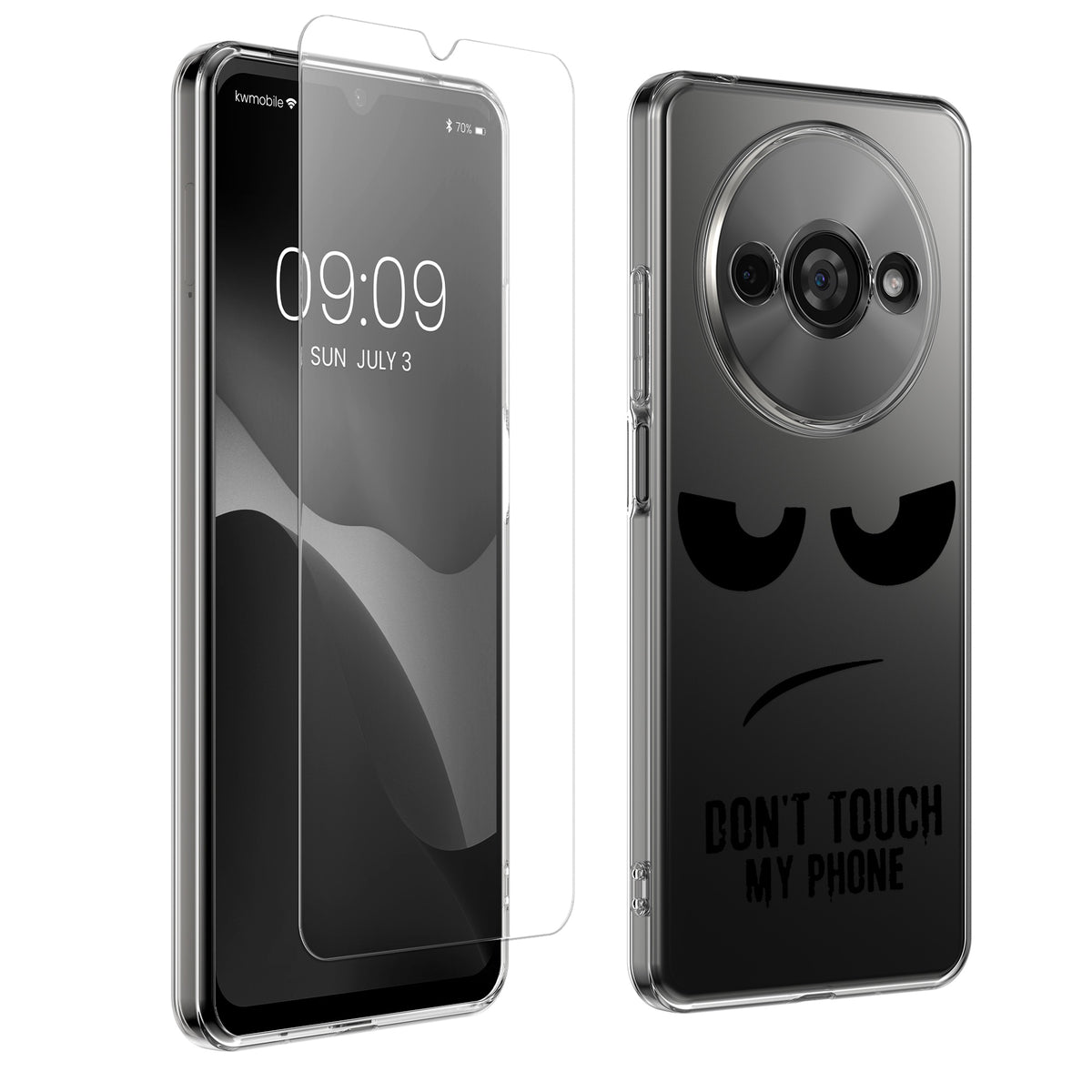 Xiaomi Redmi A3 transparente Handyhülle mit Glas Displayschutz