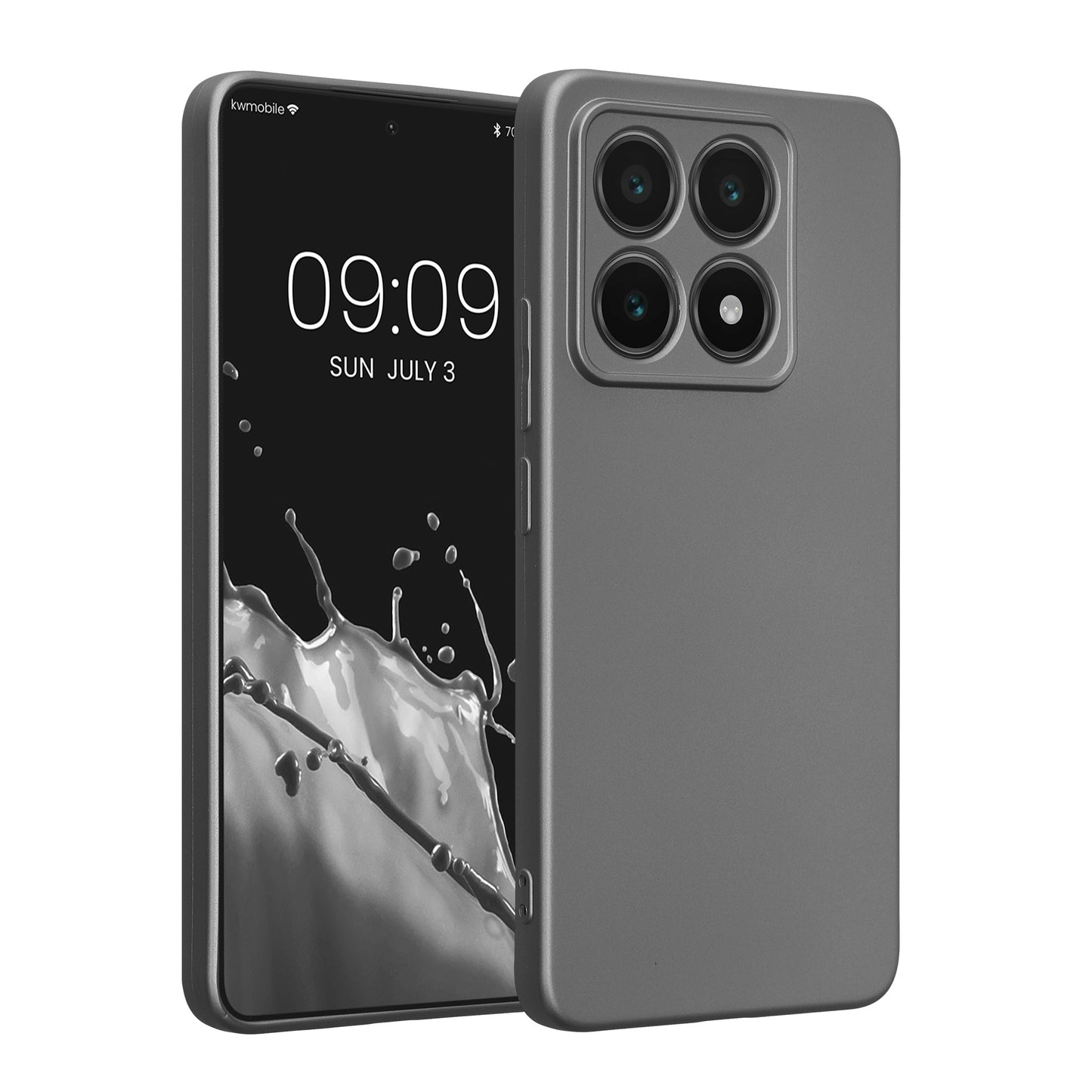 kwmobile Handyhülle für Xiaomi 14T Hülle - weiche Silikon Case metallisch schimmernd - Schutzhülle Cover - Metallic Grau Metallic Grau  