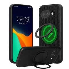 kwmobile Hülle für Google Pixel 9a Handyhülle - Case kompatibel mit MagSafe - Cover mit Ringständer - [dsg01] - Hüllen