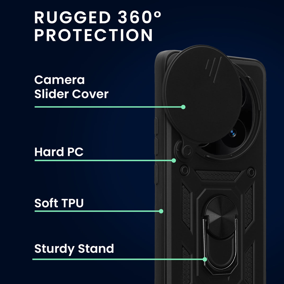 Xiaomi Redmi Note 14 Pro 5G / Poco X7 Handyhülle mit Ringhalter und 2 Schutzfolien