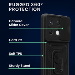 Xiaomi Redmi Note 13 Pro 5G / Poco X6 5G Handyhülle mit Ringhalter und Kameraabdeckung + 2x Schutzfolie