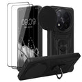 kwmobile Hülle für Xiaomi Redmi Note 14 Pro+ 5G / Redmi Note 14 Pro Plus 5G Case - Handyhülle mit 2 Schutzfolien - Kameraabdeckung und Ringhalter - Robustes Cover