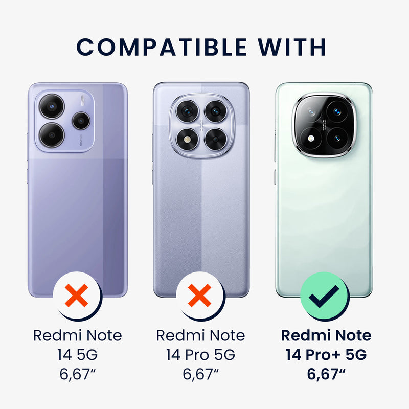 kwmobile Hülle für Xiaomi Redmi Note 14 Pro+ 5G / Redmi Note 14 Pro Plus 5G Case - Handyhülle mit 2 Schutzfolien - Kameraabdeckung und Ringhalter - Robustes Cover