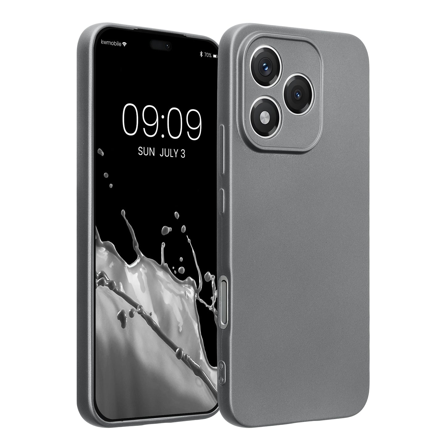 kwmobile Handyhülle für HONOR 400 Lite Hülle - weiche Silikon Case metallisch schimmernd - Schutzhülle Cover - Metallic Grau Metallic Grau  