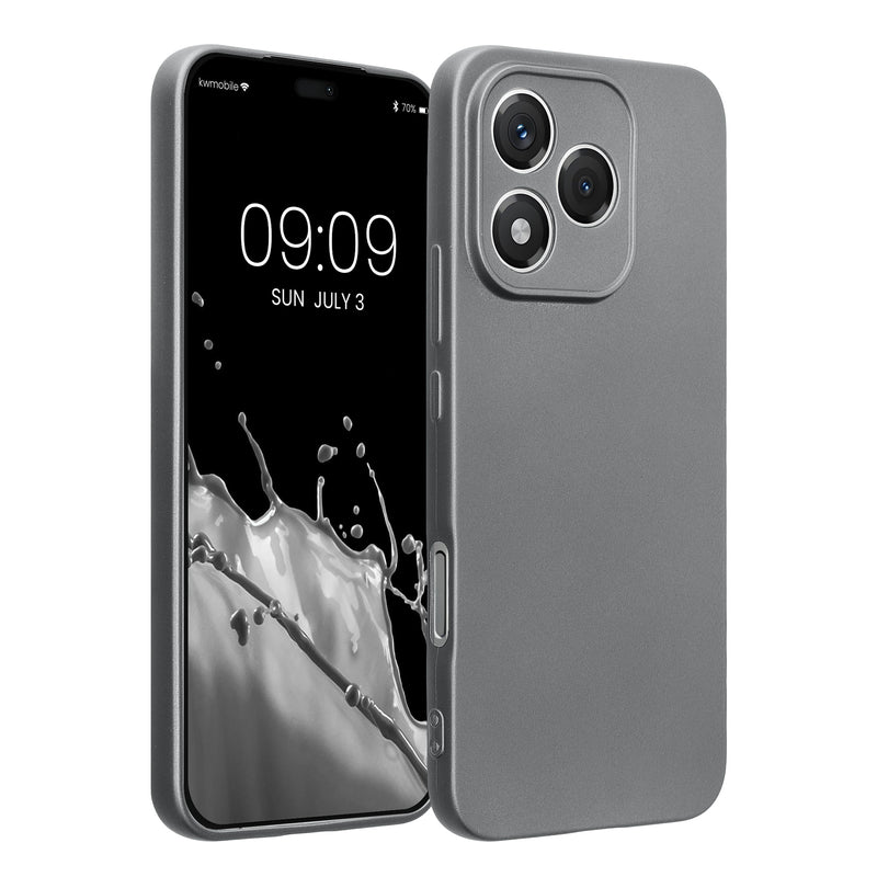 kwmobile Handyhülle für HONOR 400 Lite Hülle - weiche Silikon Case metallisch schimmernd - Schutzhülle Cover - Metallic Grau Metallic Grau  
