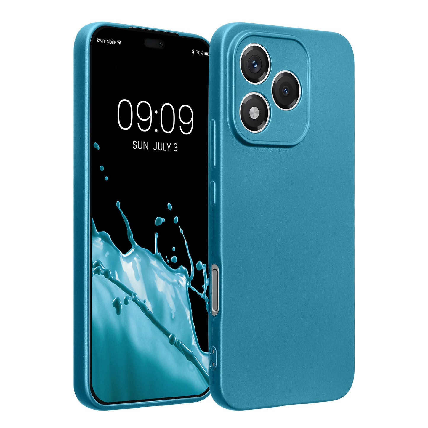 kwmobile Handyhülle für HONOR 400 Lite Hülle - weiche Silikon Case metallisch schimmernd - Schutzhülle Cover - Metallic Karibikblau Metallic Karibikblau  