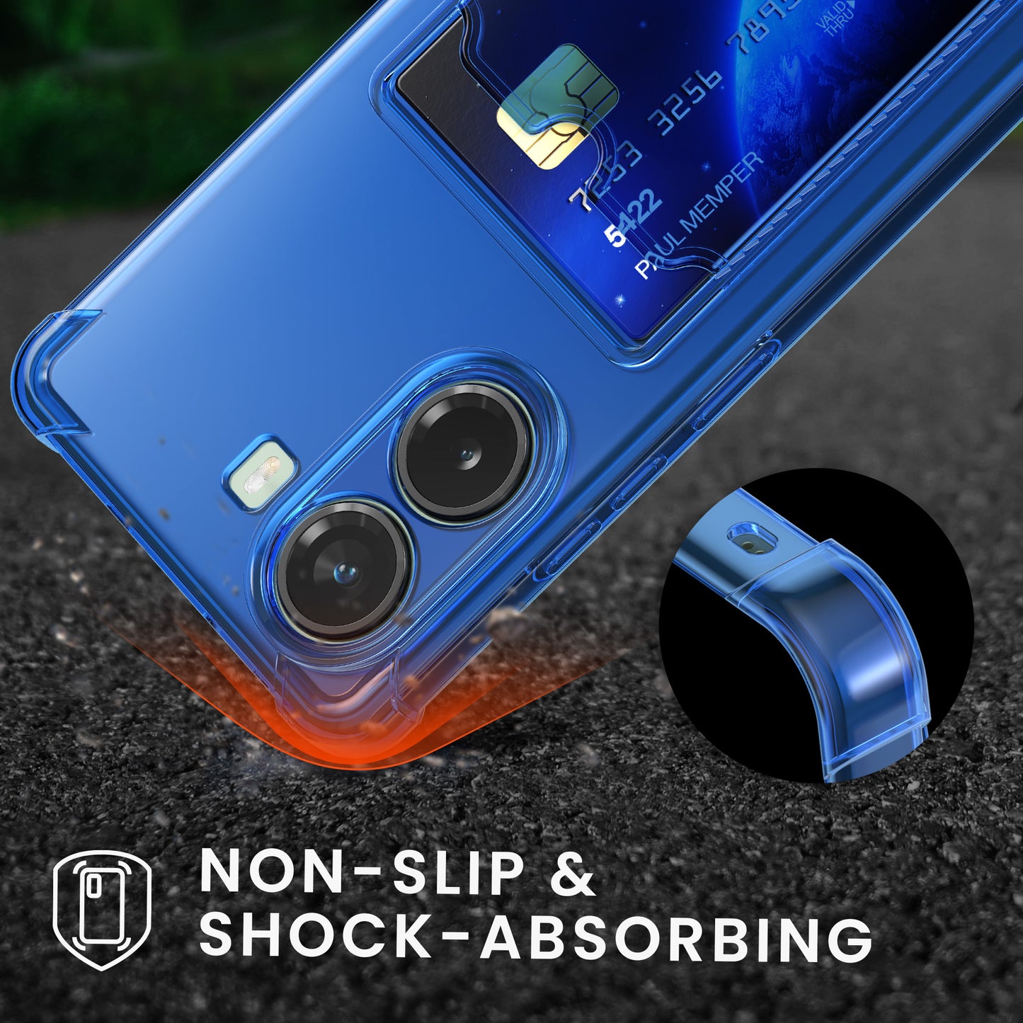 kwmobile Hülle mit Kartenfach kompatibel mit Xiaomi Poco X7 Pro 5G - Handyhülle Poco X7 Pro 5G mit Kartenfach - Soft Case - Schutzhülle