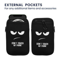 7" Handytasche zum Umhängen aus Neopren mit Kartenfächern Don't Touch My Phone