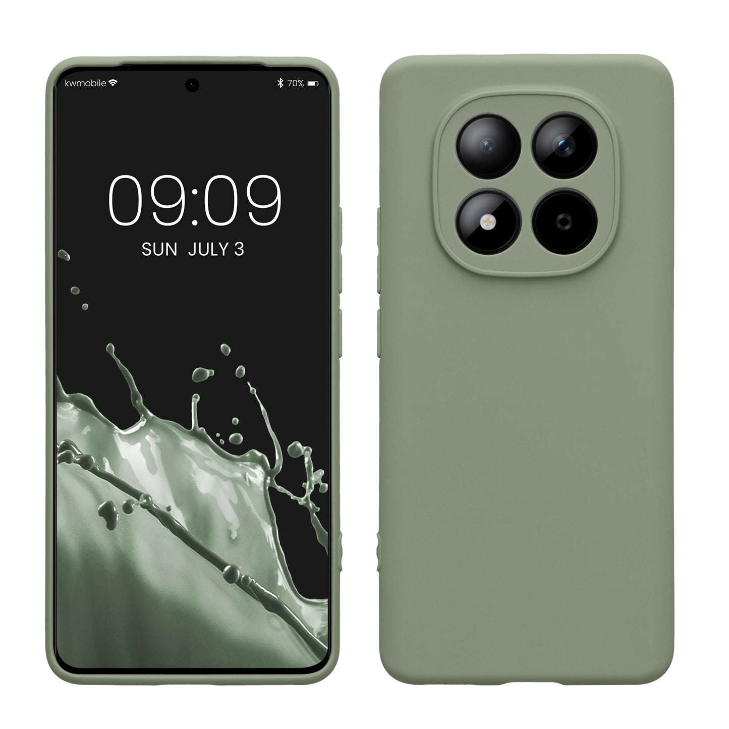 kwmobile Handyhülle für Xiaomi Redmi Note 15 4G / Redmi Note 15 5G / Poco M8 5G Hülle - weiches Handy Silikon Case - Schutzhülle Cover - Graugrün Graugrün  