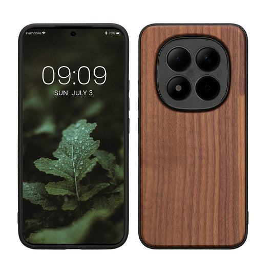 kwmobile Handyhülle für Xiaomi Redmi Note 15 Pro+ 5G / Poco M8 Pro 5G Hülle Holz - Case mit TPU Bumper - Stoßfestes Hardcase - Schutzhülle Cover in Dunkelbraun Dunkelbraun  [dsg01]