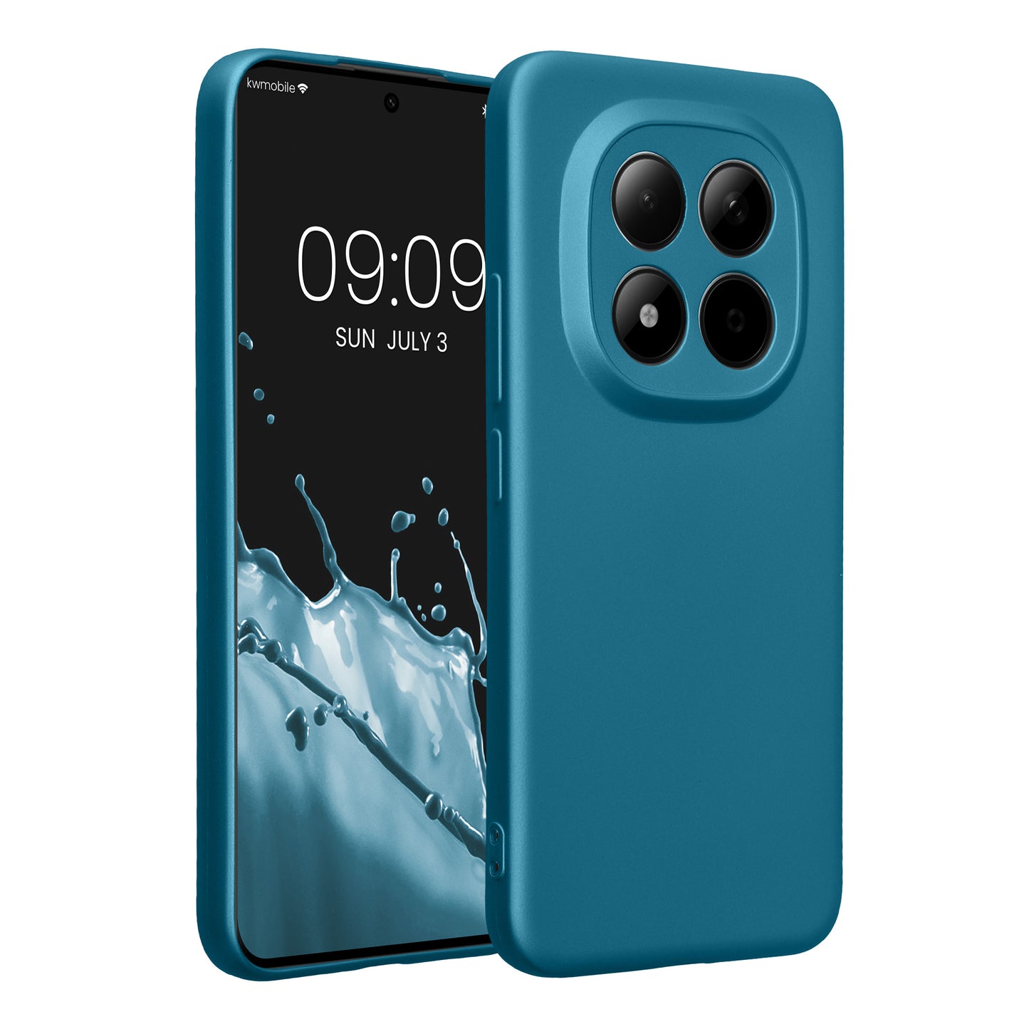kwmobile Handyhülle für Xiaomi Redmi Note 15 Pro+ 5G / Poco M8 Pro 5G Hülle - weiche Silikon Case metallisch schimmernd - Schutzhülle Cover - Metallic Karibikblau Metallic Karibikblau  