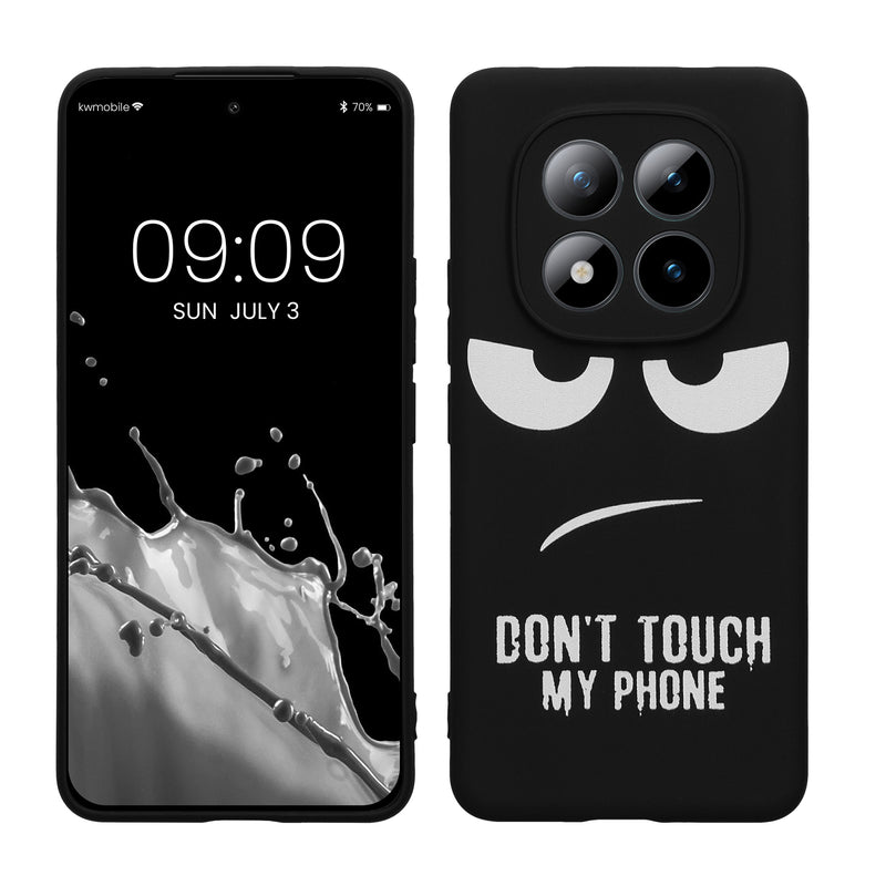 kwmobile Hülle kompatibel mit Xiaomi Redmi Note 15 Pro 4G - Handyhülle Silikon Case - Don't touch my Phone Weiß Schwarz Weiß  [dsg01]