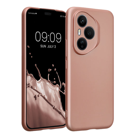 kwmobile Handyhülle für HONOR 400 Pro Hülle - weiche Silikon Case metallisch schimmernd - Schutzhülle Cover - Metallic Rosegold Metallic Rosegold  