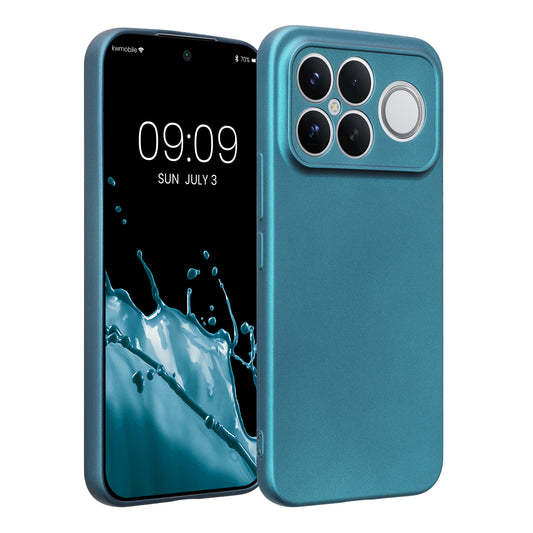kwmobile Handyhülle für Xiaomi Poco F8 Ultra Hülle - weiche Silikon Case metallisch schimmernd - Schutzhülle Cover - Metallic Karibikblau Metallic Karibikblau  