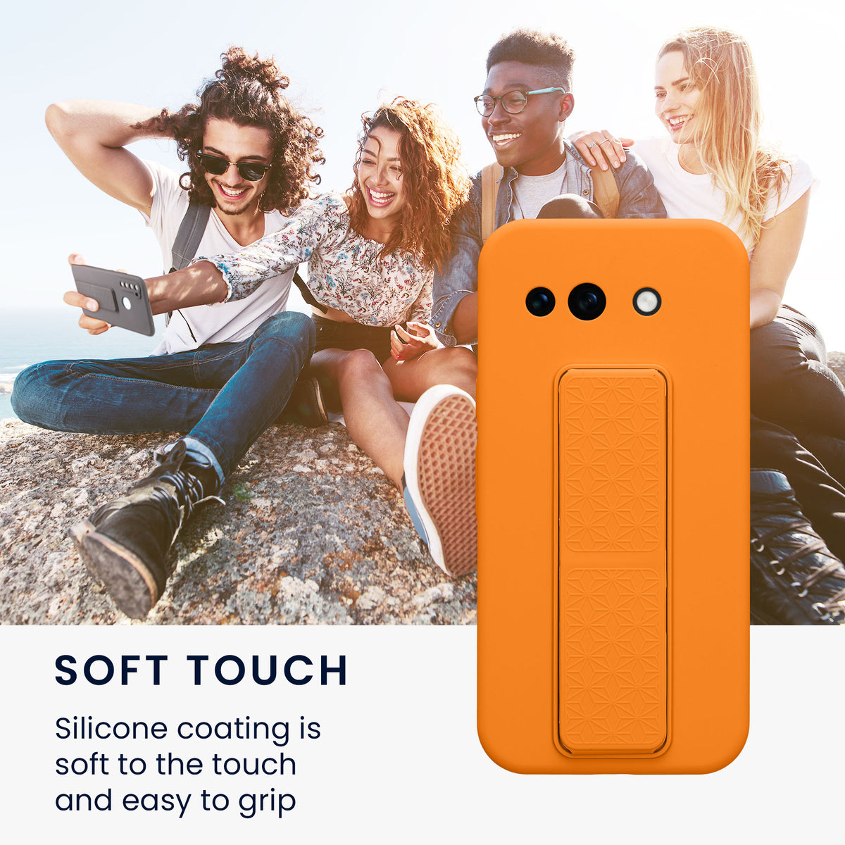 Google Pixel 10a Silikon Handyhülle mit Fingerhalter mit Ständer KWM0000215A001C