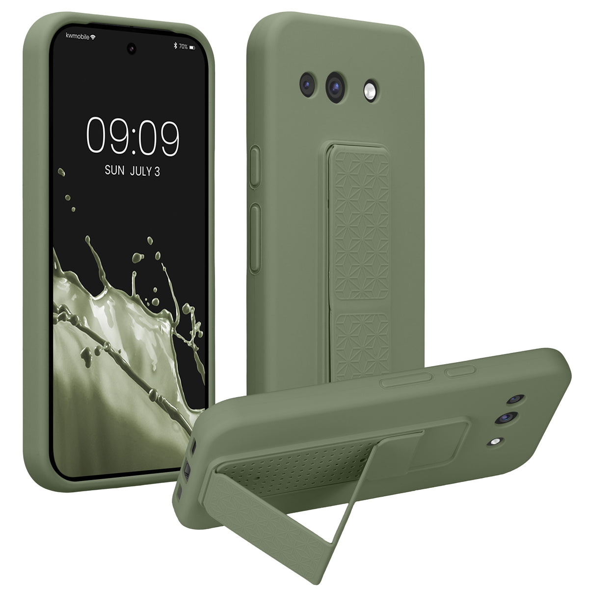 Google Pixel 10a Silikon Handyhülle mit Fingerhalter mit Ständer KWM0000215A002C