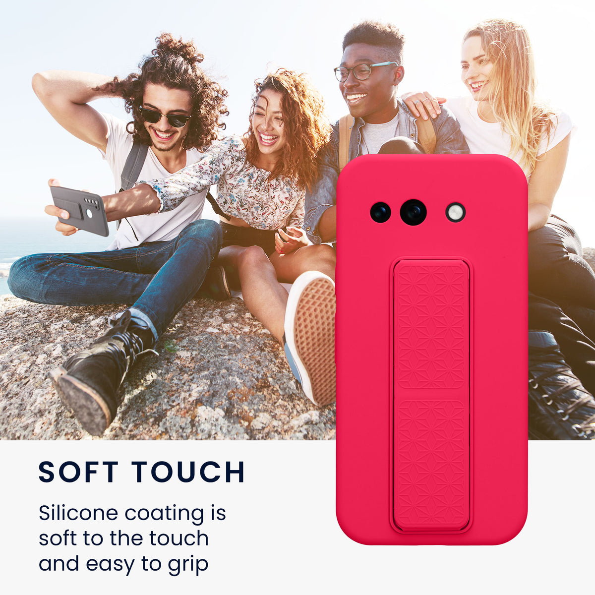 Google Pixel 10a Silikon Handyhülle mit Fingerhalter mit Ständer KWM0000215A003C