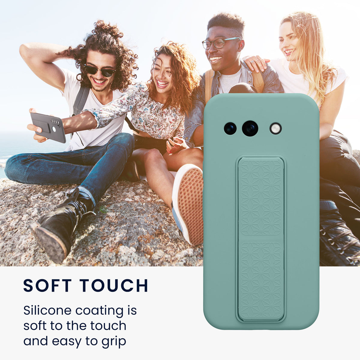 Google Pixel 10a Silikon Handyhülle mit Fingerhalter mit Ständer KWM0000215A004C