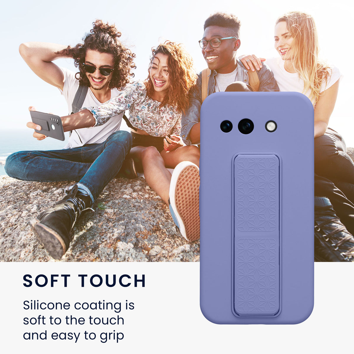 Google Pixel 10a Silikon Handyhülle mit Fingerhalter mit Ständer KWM0000215A005C