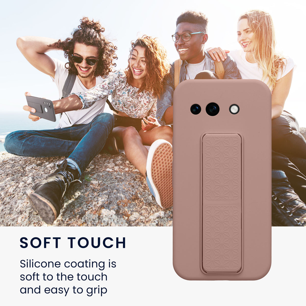 Google Pixel 10a Silikon Handyhülle mit Fingerhalter mit Ständer KWM0000215A006C