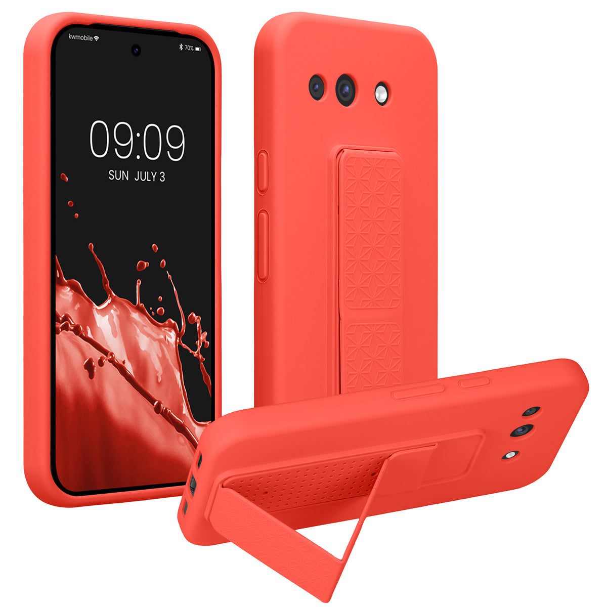 Google Pixel 10a Silikon Handyhülle mit Fingerhalter mit Ständer KWM0000215A009C