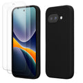 Google Pixel 9a Silikon Handyhülle + 2x Schutzglas Schwarz
