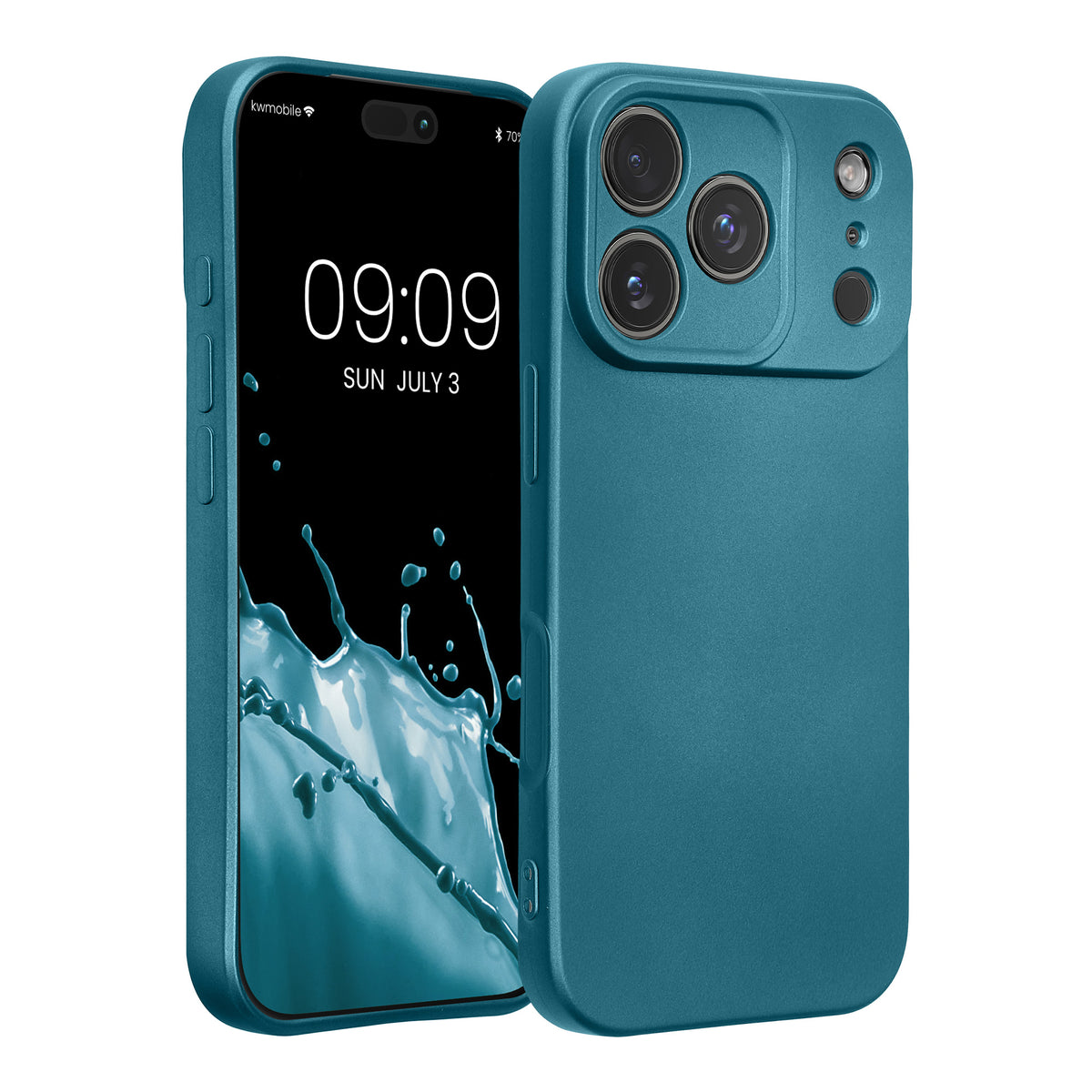 iPhone 18 Pro / iPhone 17 Pro Silikon Handyhülle metallisch Metallic Karibikblau