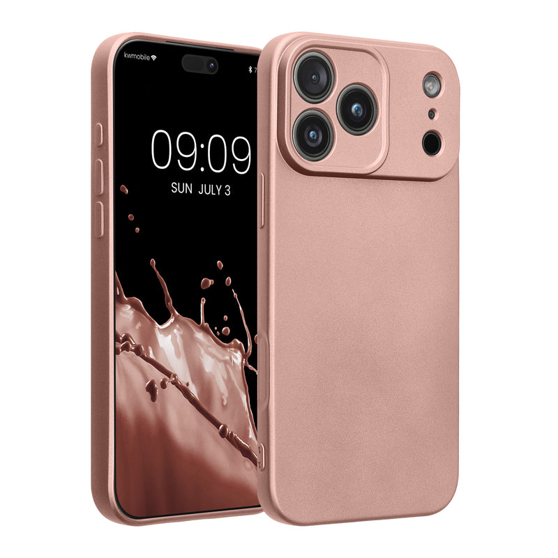 iPhone 18 Pro Max / iPhone 17 Pro Max Silikon Handyhülle metallisch Metallic Rosegold