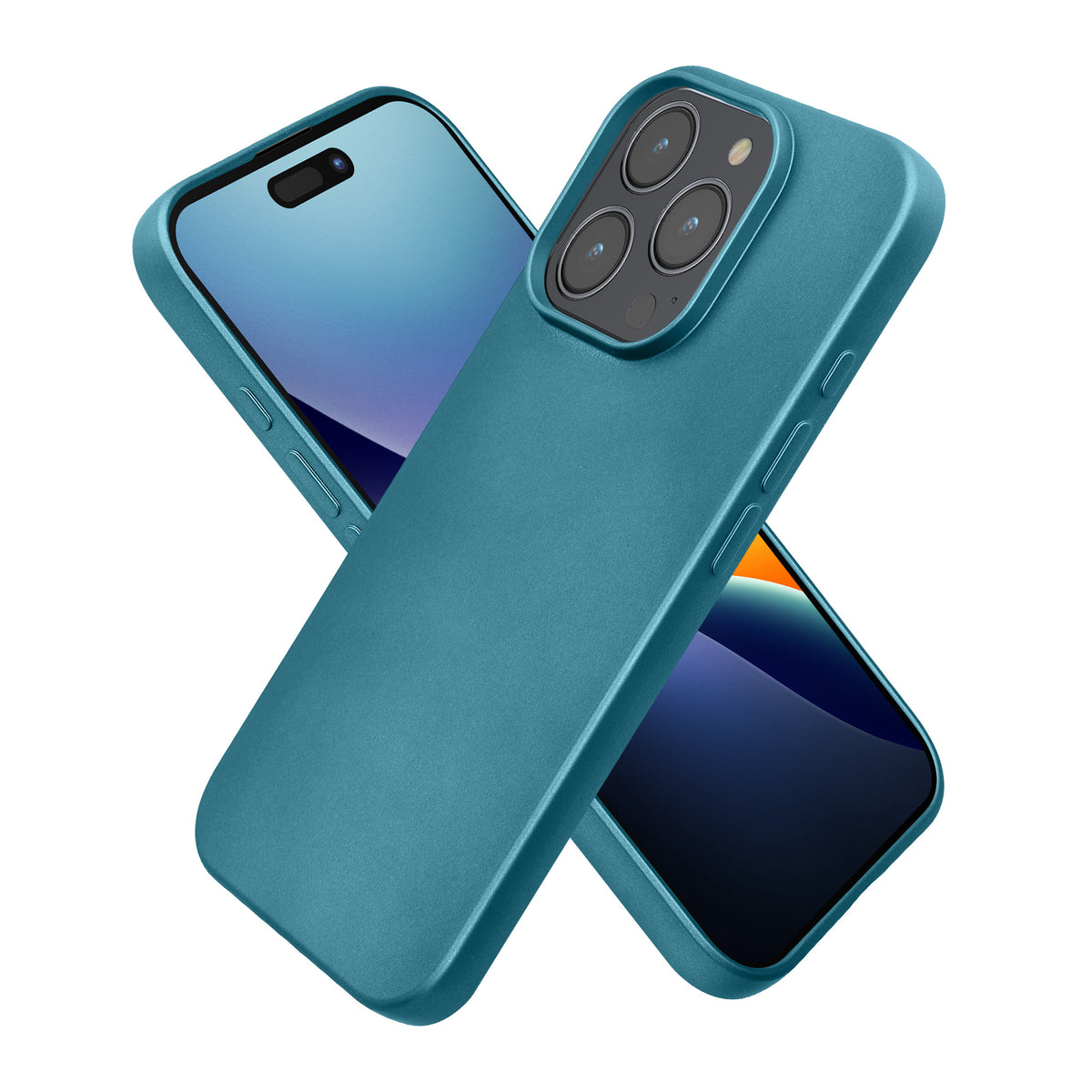 iPhone 16 Pro Silikon Handyhülle metallisch Metallic Karibikblau