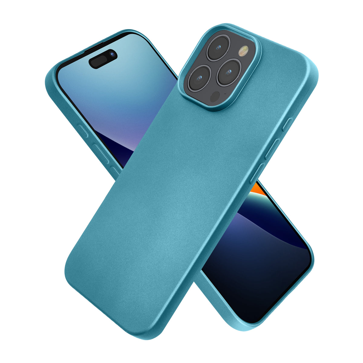 iPhone 16 Pro Max Silikon Handyhülle metallisch Metallic Karibikblau