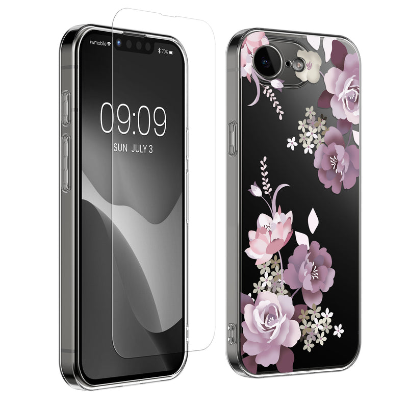 iPhone 17e / iPhone 16e Silikon Handyhülle Crystal + Schutzglas Pastelllila