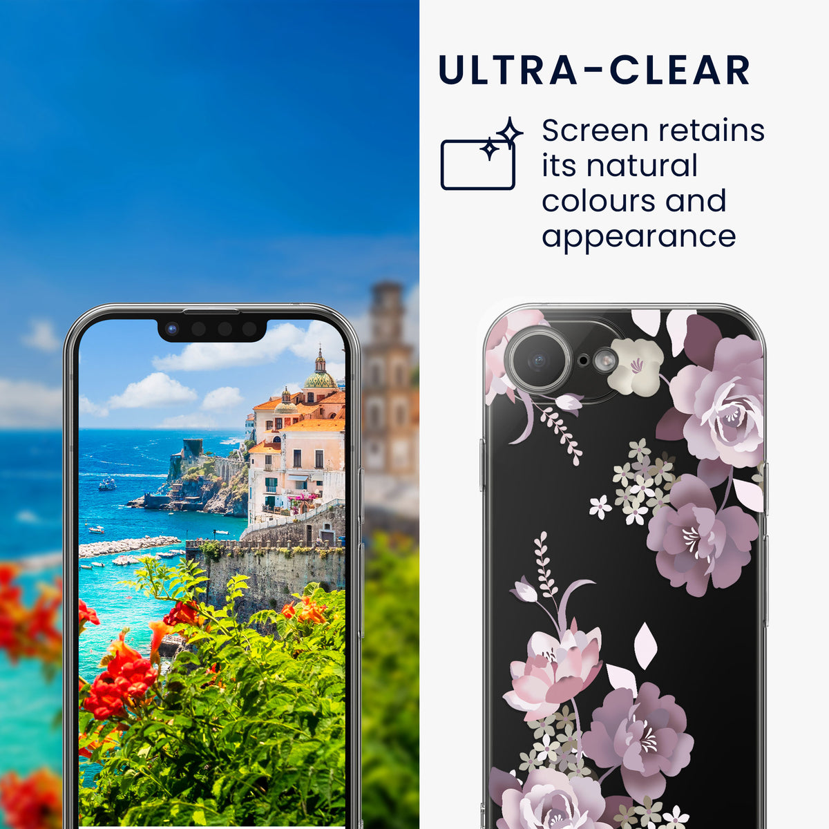 iPhone 17e / iPhone 16e Silikon Handyhülle Crystal + Schutzglas KWM0000217L001C