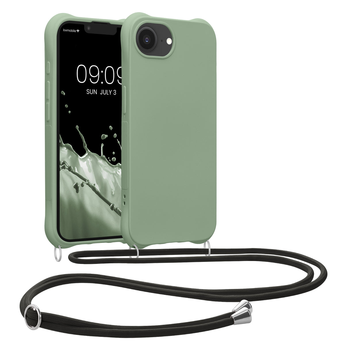 iPhone 17e / iPhone 16e Silikon Handykette matt Graugrün