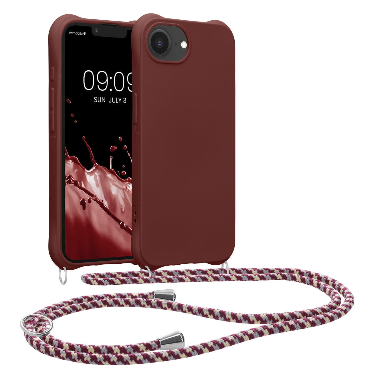 iPhone 17e / iPhone 16e Silikon Handykette matt Bordeaux Violett