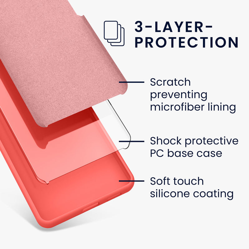 kwmobile Handyhülle für Google Pixel 11 Pro XL Hülle - Case Silikon - Kabelloses Laden - Schutzhülle Cover in Neon Koralle